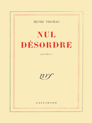 cover image of Nul désordre